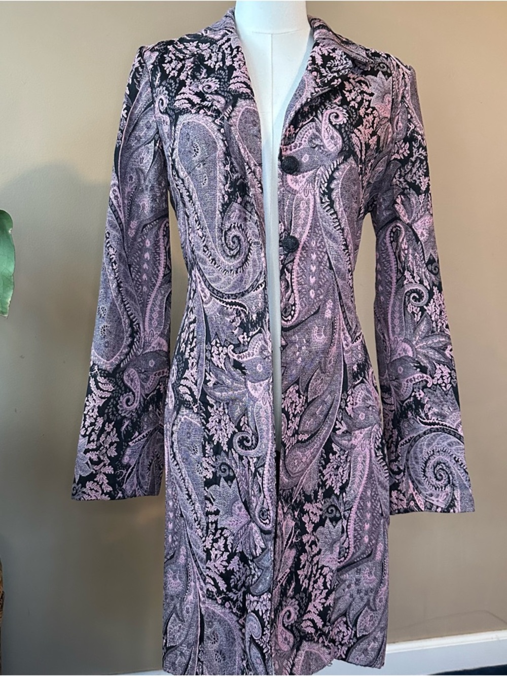 vintage whimsical tapestry trench coat